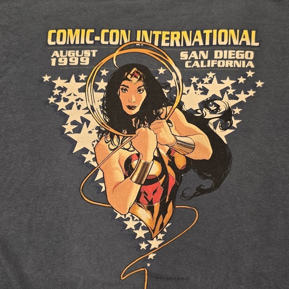 1999 San Diego Comi-Con DC Comics Wonder Woman Graphitti T-Shirt Unisex XL Blue
